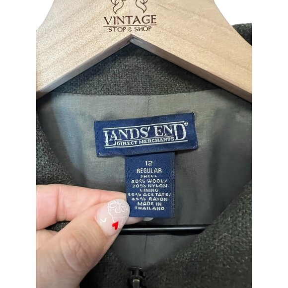 Land’s End Women’s Short Zip Collared Jacket Olive Green Wool Blend Size 12 - Picture 8 of 15